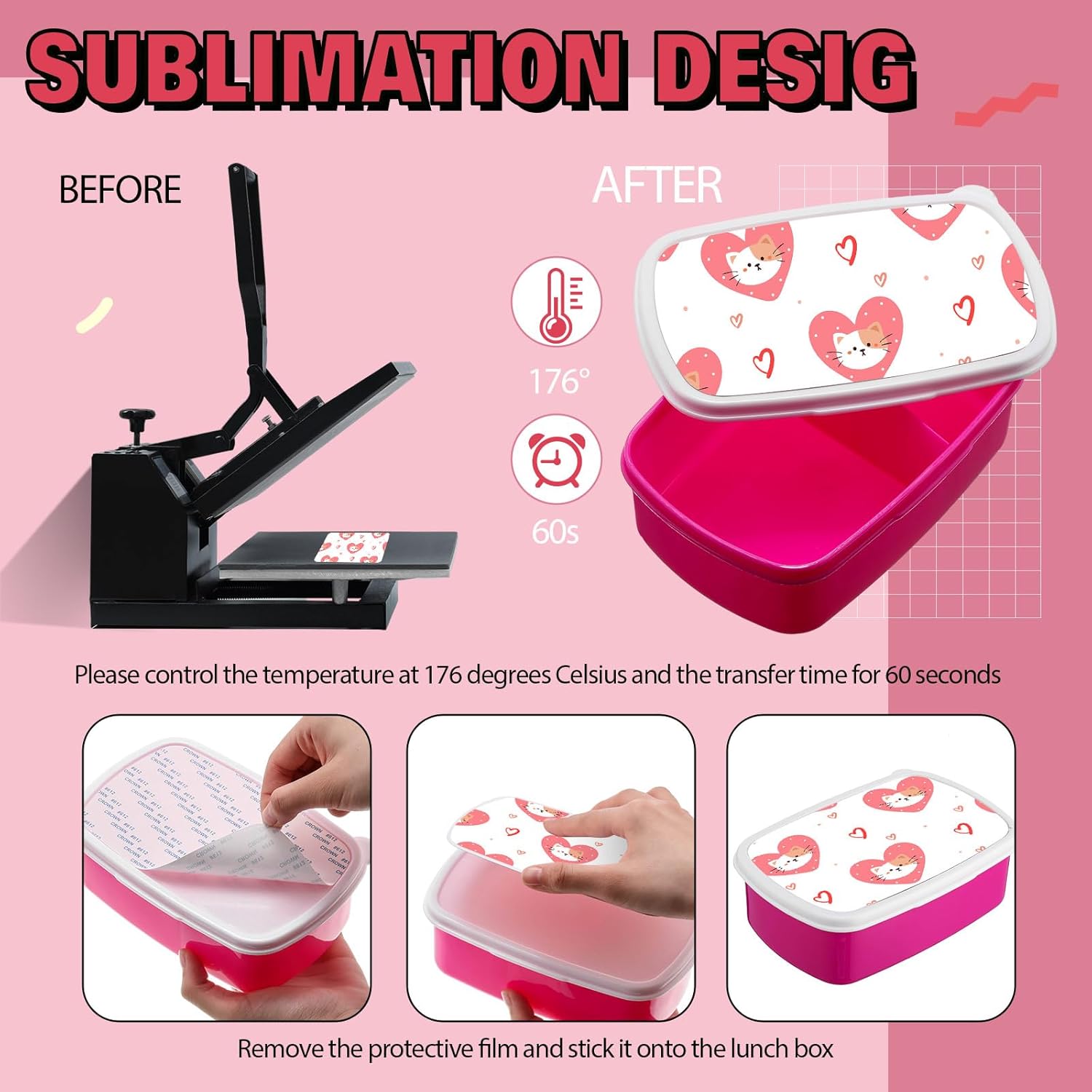 6 Pcs Sublimation Lunch Box Reusable Plastic Bento Box 2 Compartment Bpa-free Snack Containers 7.3 x 4.9 x 2.4 Inches DIY Bento Containers for Microwave Freezer(Pink, Green, White)