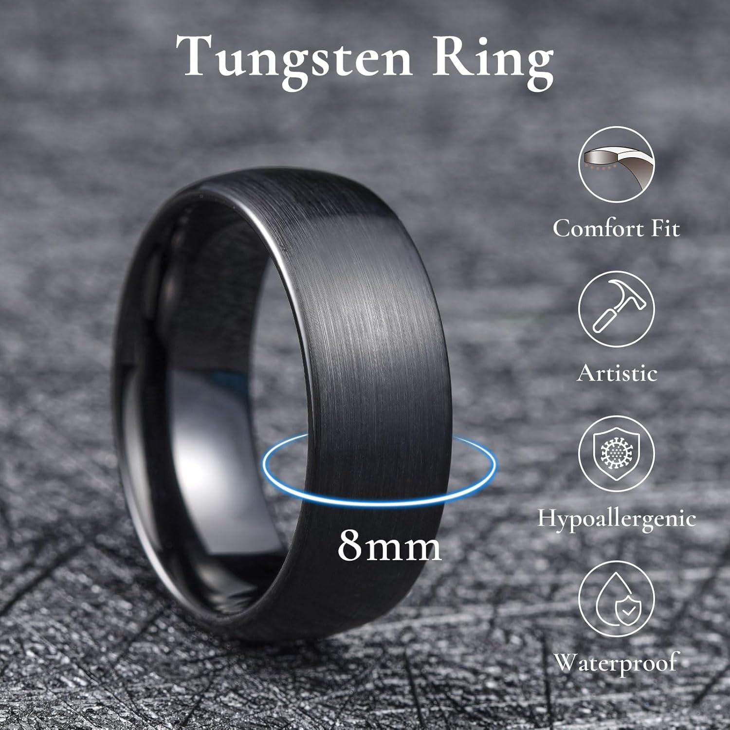 King Will Wedding Band for Men Women, 2/4/6/7/8mm Domed Matte Brushed Tungsten Carbide Rings, Solid/Dual Color Engagement Rings, Comfort Fit