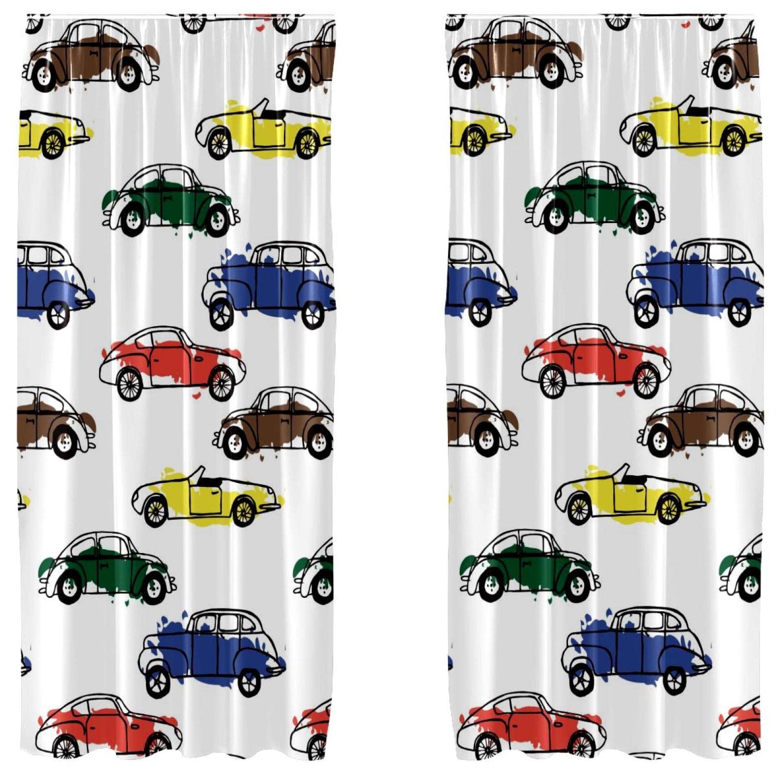 Cortinas opacas de coches para cuarto de juegos infantil en microfibra lavable de 55 x 84 pulgadas