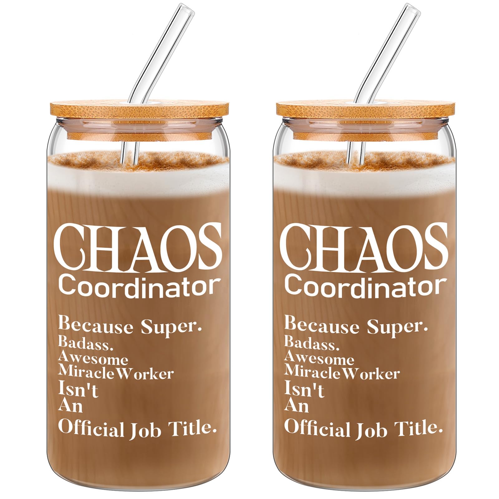 Gobelets à café en verre au bureau : lot de 2 grands verres 473 ml pour vos boissons nomades