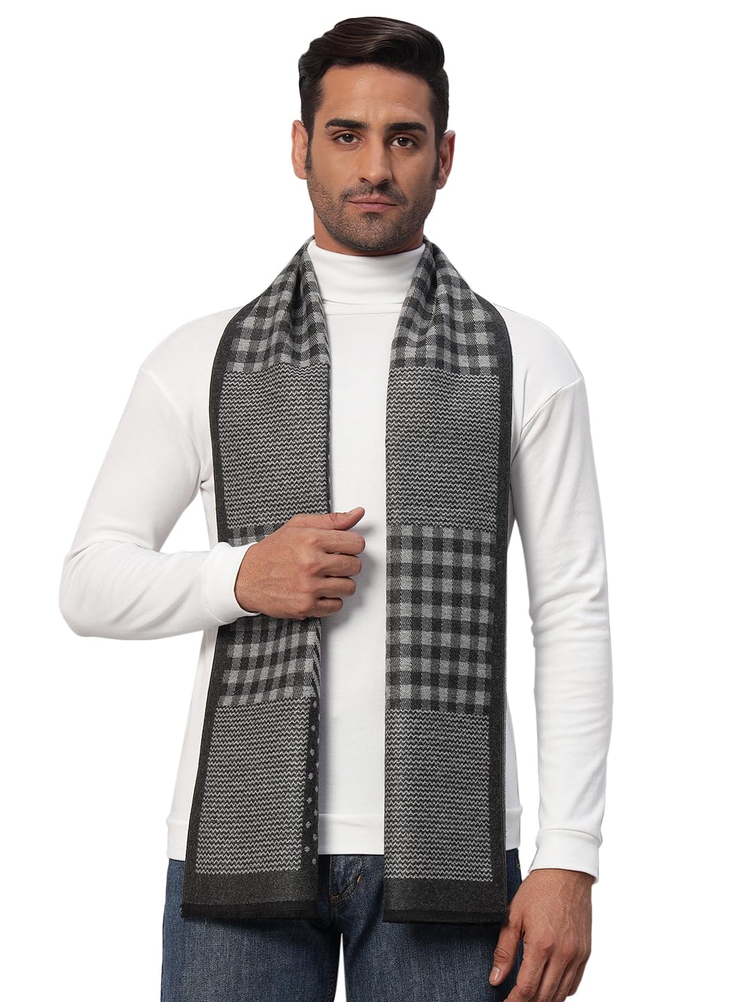 Ravaiyaa – Attitude is everything Men’s Reversible Checks Pattern Winter Wool Scarf, Muffler 72″x12″ Inch