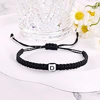Vista 27 de Initial Bracelets for Couples Women Men Initial Charm Handmade Rope Braided Letter Bracelet for Teens Adjustable Jewelry Father's Day Gifts for Him