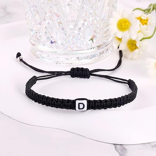 Miniatura 27 de Initial Bracelets for Couples Women Men Initial Charm Handmade Rope Braided Letter Bracelet for Teens Adjustable Jewelry Father's Day Gifts for Him