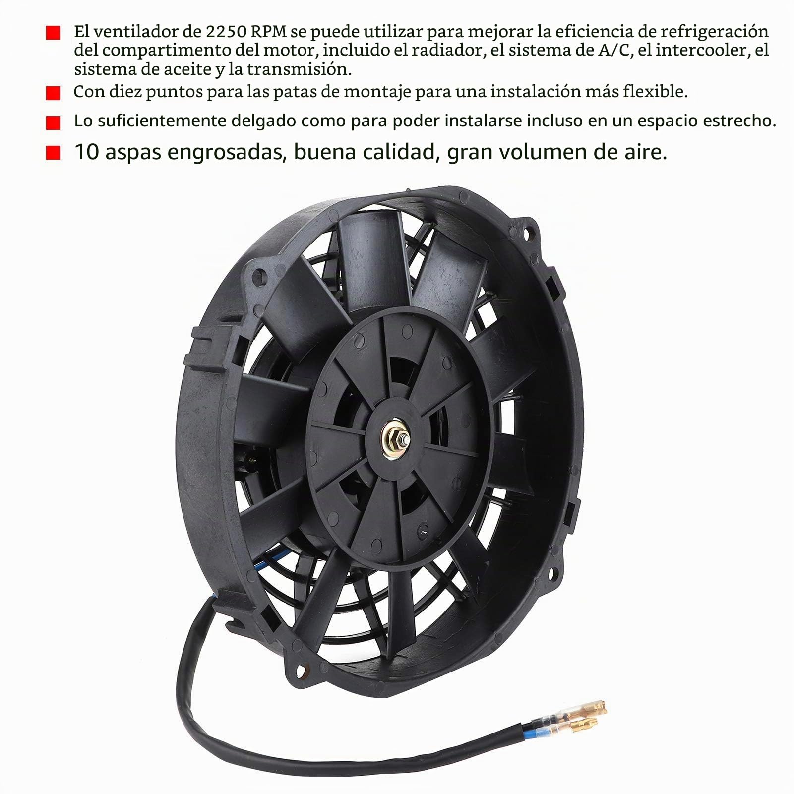 Ventilador Universal de Radiador Eléctrico, 20,32 cm (8 Pulgadas), para Motor y de Refrigeración