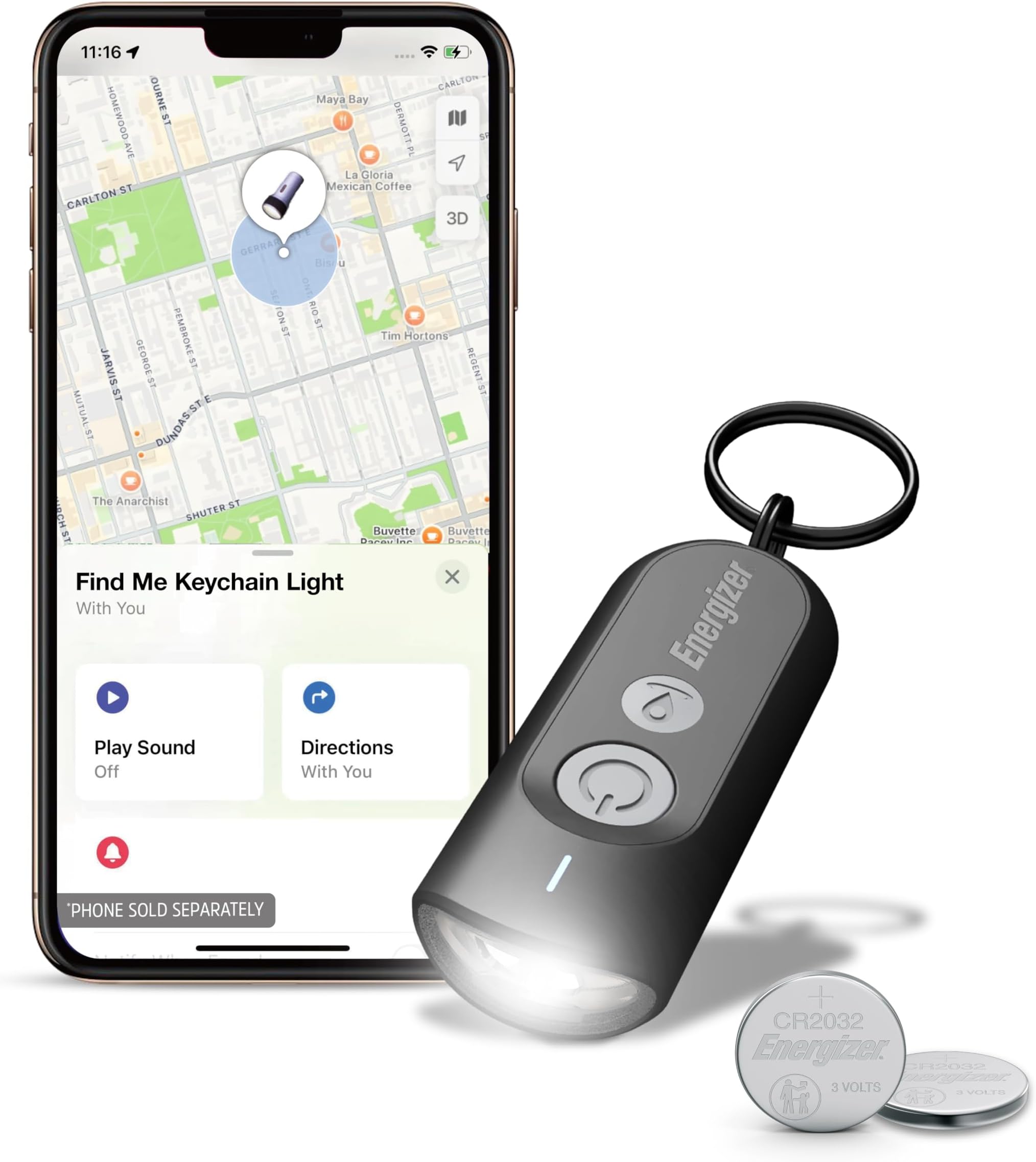 – Energizer Find My Key Finder with Light, Bluetooth Keychain Tracker Compatible with Apple Find My, Item Locator for Keys, Bag & Backpack