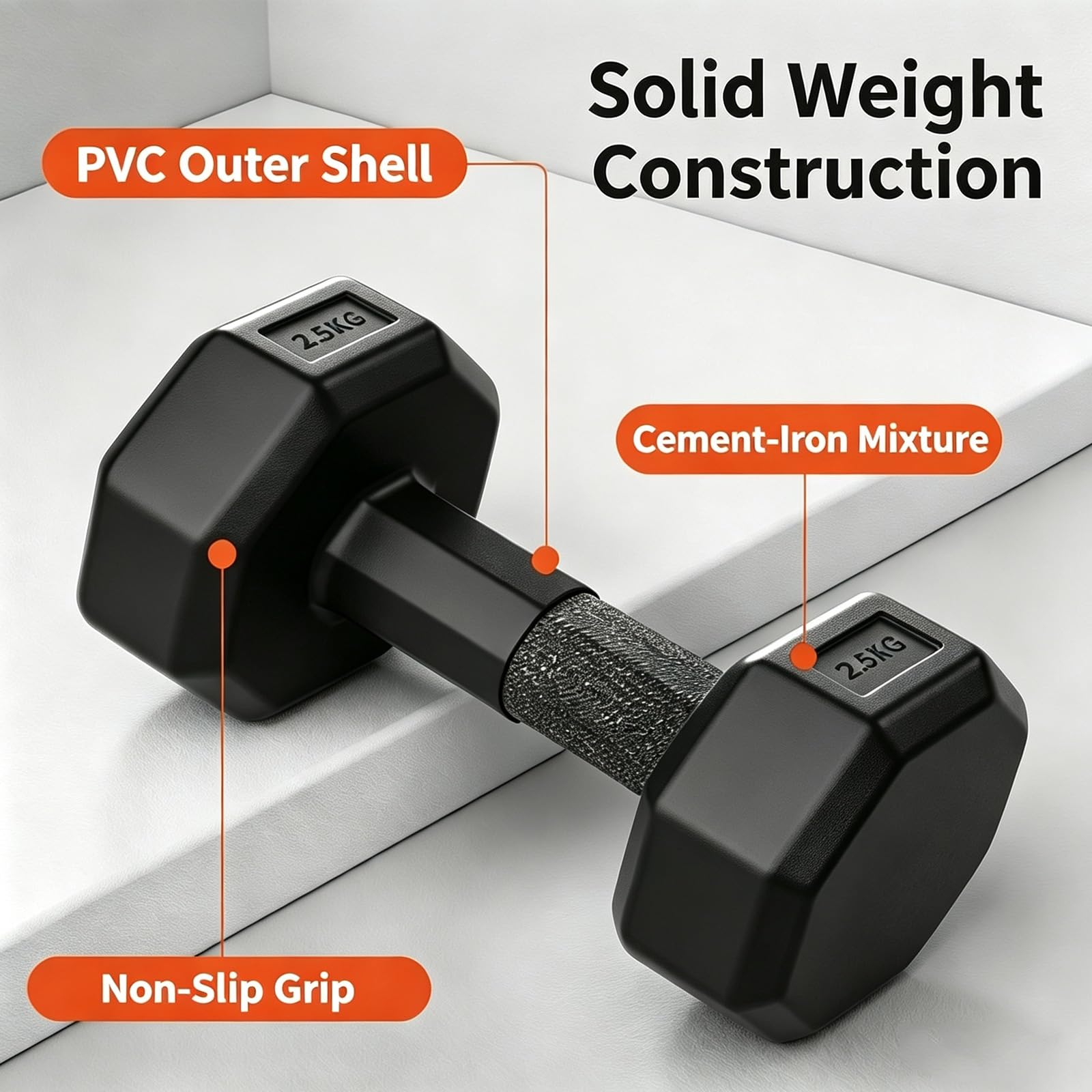 Mancuernas Octogonales PVC, Pesas de Gimnasio Doméstico