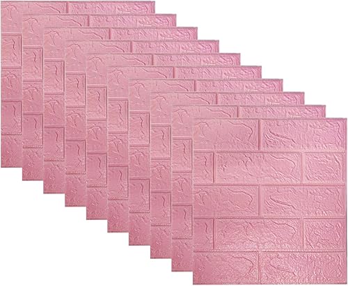 Miniatura 10 de Paneles de pared con efecto de ladrillo de 13.78 x 11.81 pulgadas, calcomanías autoadhesivas de espuma 3D, paquete de 10 azulejos de pared de 11