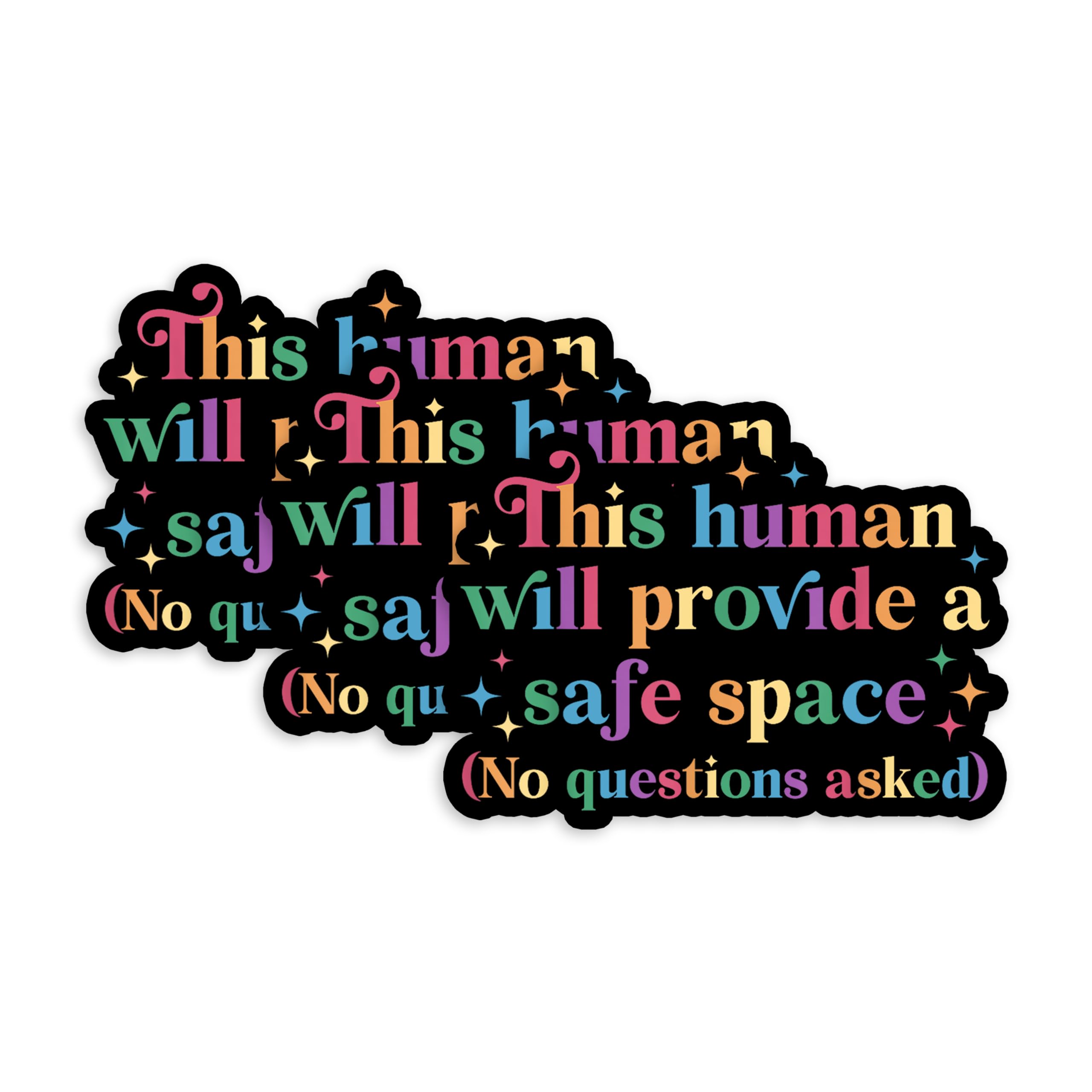 Set 3Pcs This Human Will Provide a Safe Space Sticker Funny Trans Rights LGBTQ Bi Pride Sticker Bookish Kindle Waterproof 3 Inches Die-Cut Vinyl for
