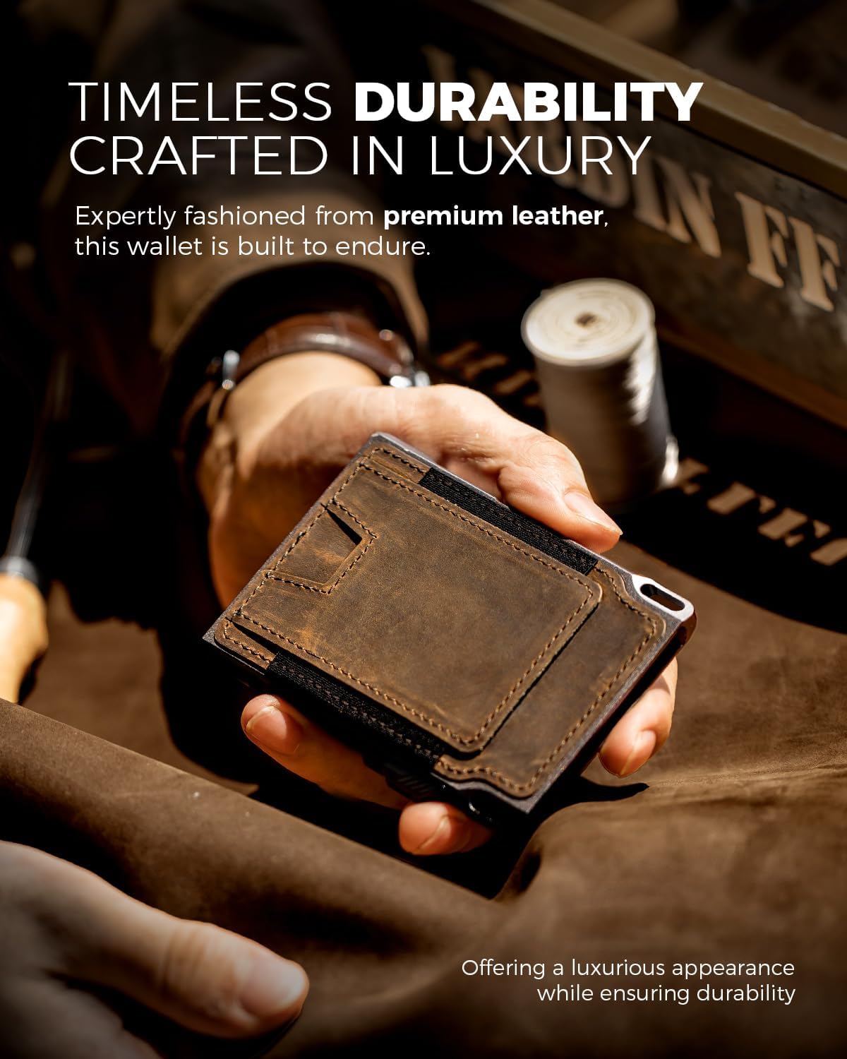LORZOR Slim Tactical Wallet for Men- Blue Minimalist Front Pocket Italian Leather Wallet for 10 Cards image 2