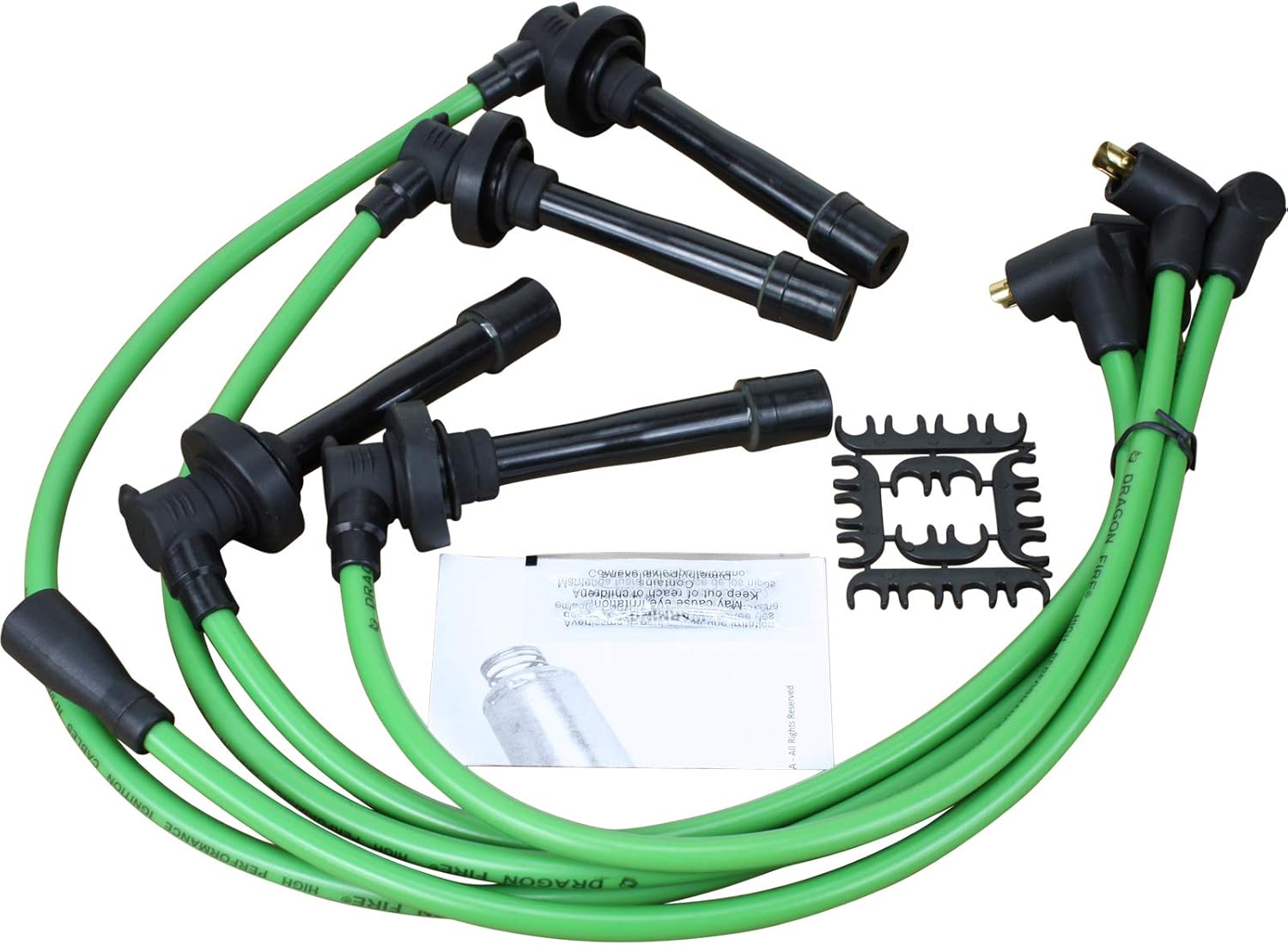DRAGON FIRE PERFORMANCE 8.5mm Green Ignition Spark Plug Wire Set For All 1992-2002 Acura Honda Integra Civic B-Series V-Tech All 1.6L 1.8L B16 B17 B18 B20 JDM Replaces HE64 Oem Fit PWTD-DF-G
