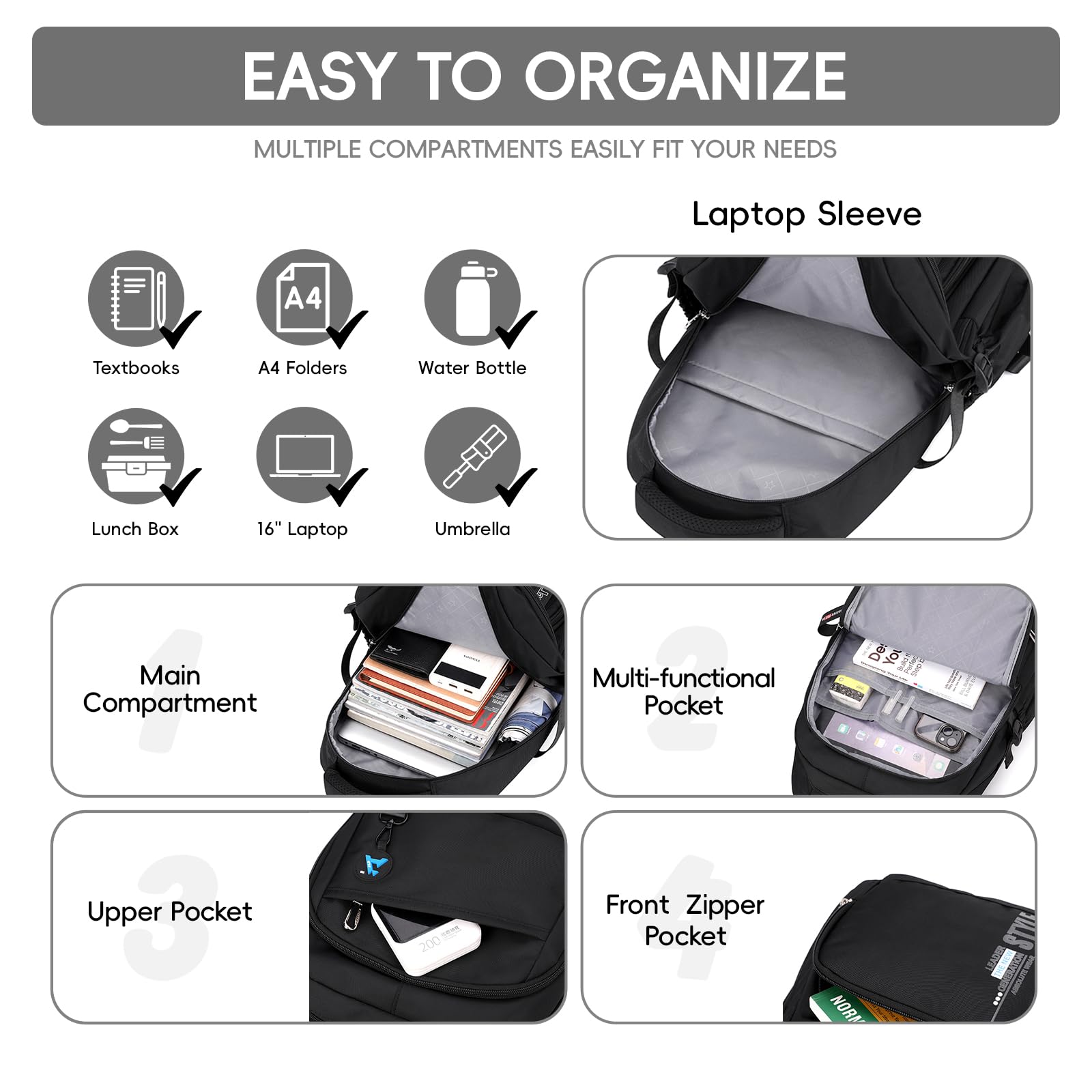 Tanou Mochila con Ruedas para Adolescente, Mochila Instituto Chico de 36 Litros Impermeable, Mochila Trolley Escolar Grande con Carrito Desmontable para Viaje