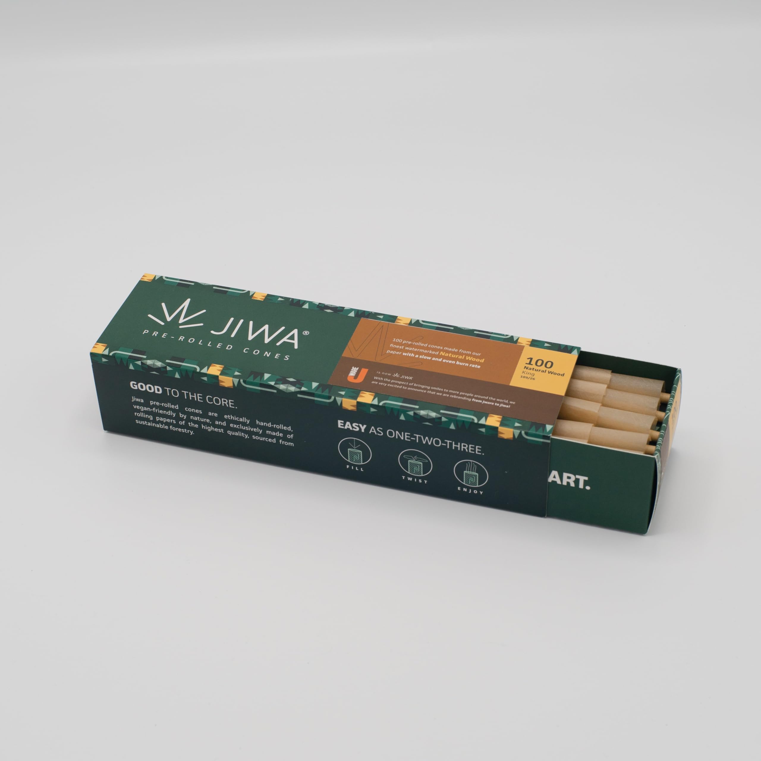 JIWA 200 naturalnie skręconych tulejek – stożkowe stożki 109 mm z końcówką filtrującą 26 mm – wstępnie zwinięte papier – wstępnie zwinięte papier – z substancją ułatwiającą napełnianie