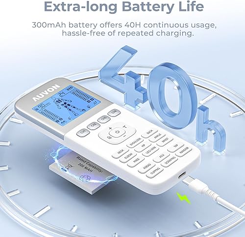 Miniatura 5 de AUVON Unidad TENS de 4 salidas, estimulador muscular de 24 modos con estuche de viaje EVA, máquina TENS EMS recargable con diseño de botón fácil de