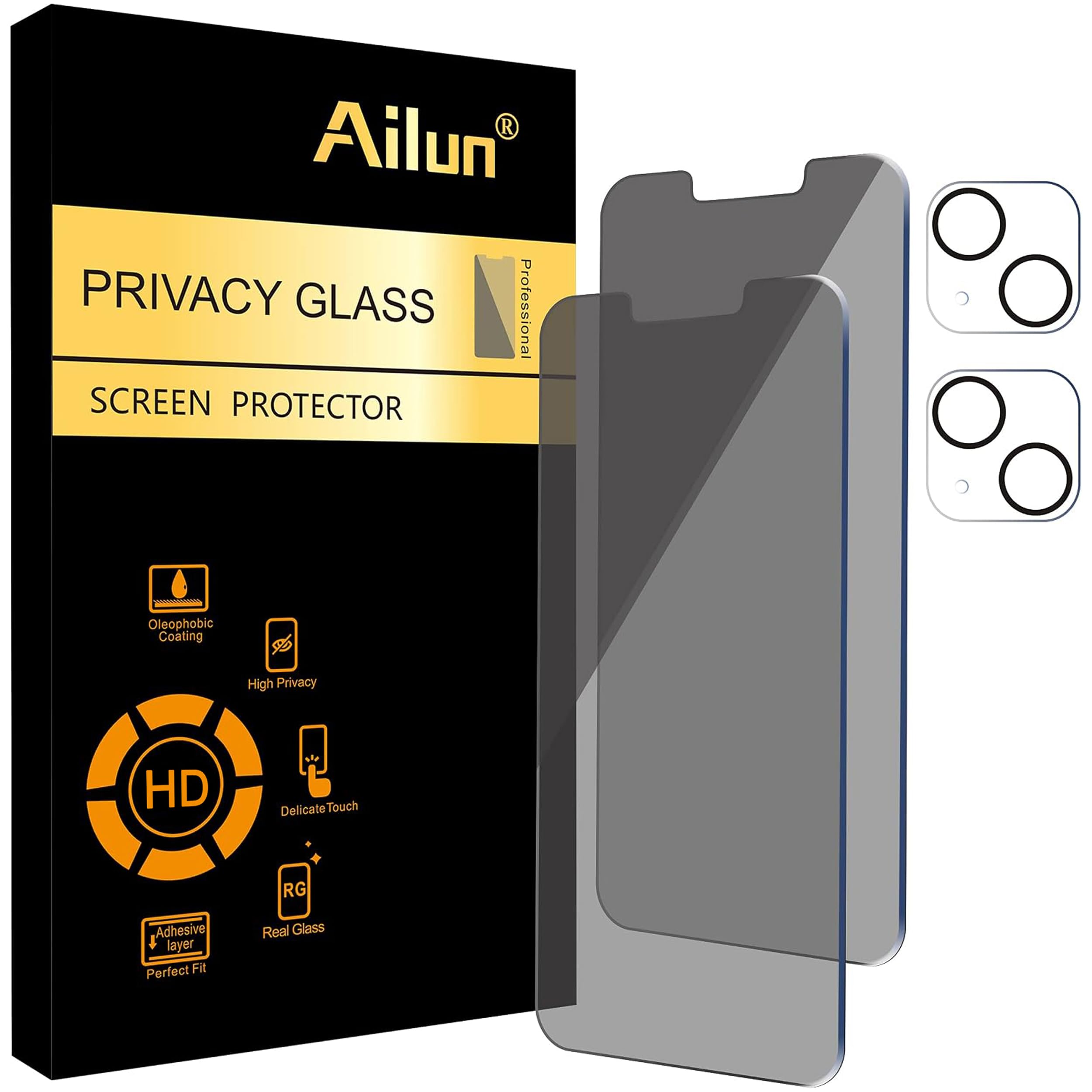 Ailun Privacy Screen Protector+Camera Lens Protector for iPhone 13 Pro Max — Amazon image 24