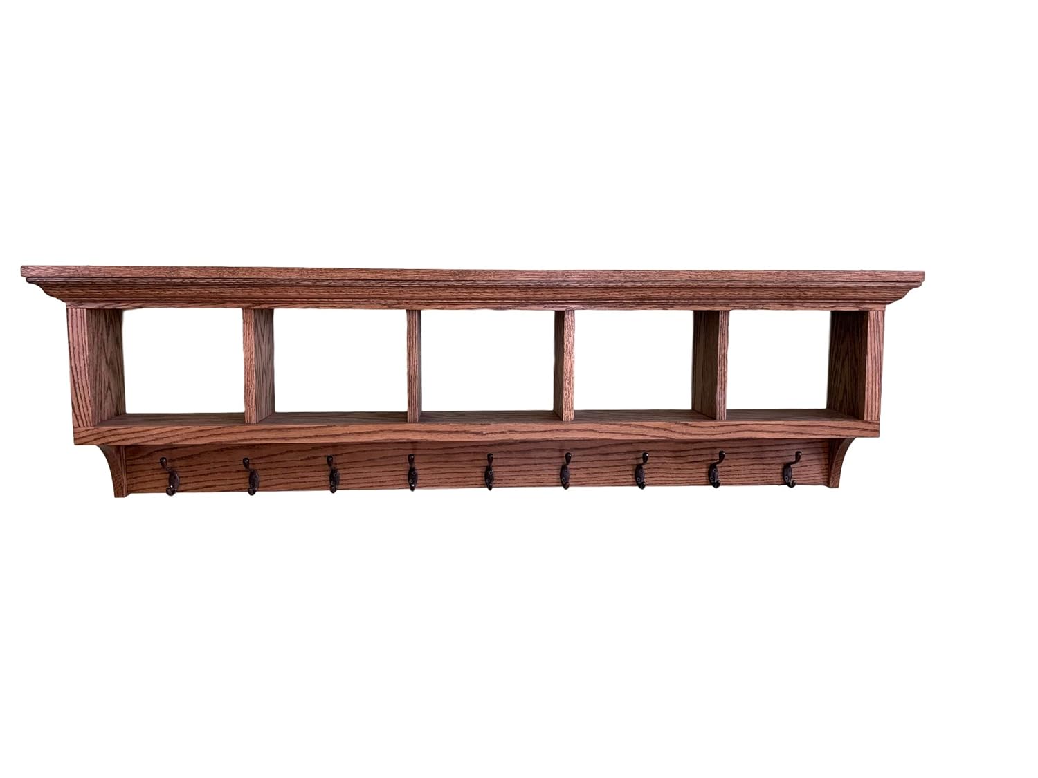 Large Entryway Wall Cube Shelf with Hooks/Wood Wall Shelf