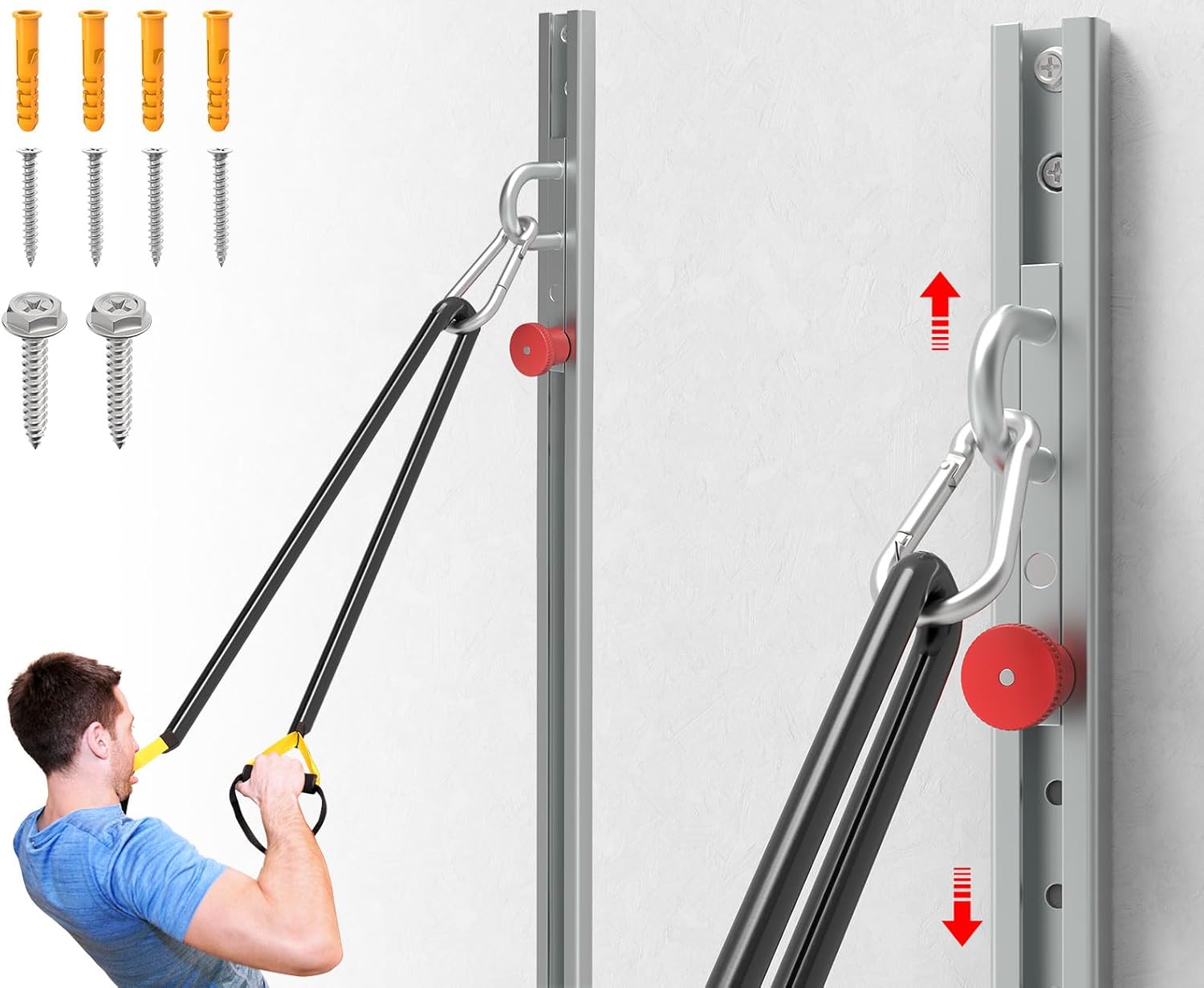 Resistance Band Wall Anchor, Wall Mount Workout Anchors for Home Gym Workouts?Body Weight Straps, Suspension Training, Exercise,Stretching,Yoga Adjustable Resistance Band Anchor