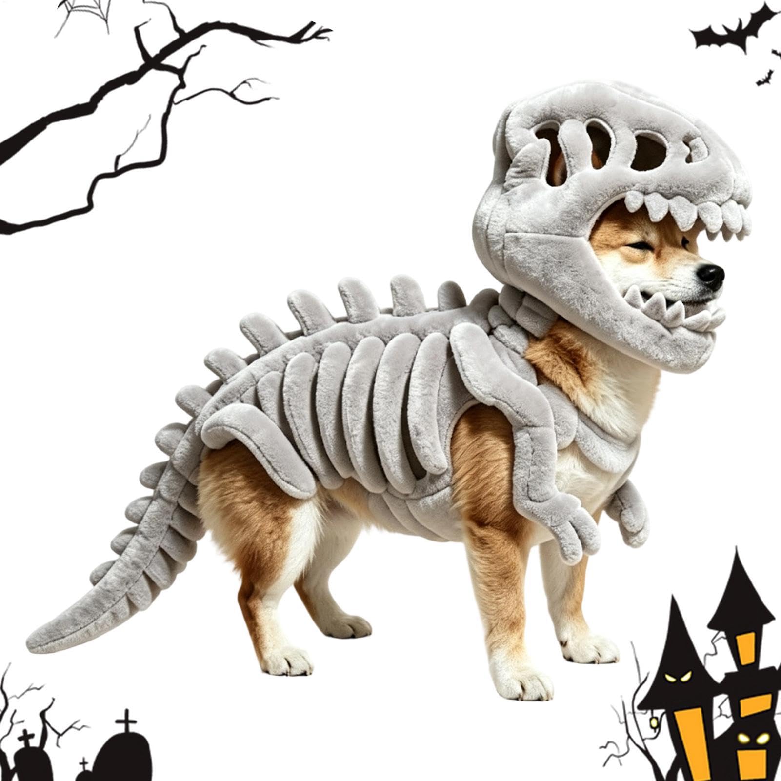Costume da dinosauro per cani, travestimento da scheletro | Costume da dinosauro per cani, per Halloween, per casa, appartamento, spettacoli teatrali, fotografie, eventi, carnevale