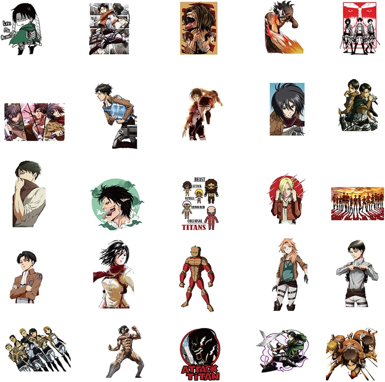 amazon com attack on titan stickers 100pcs aot stickers cool anime stickers vinyl waterproof stickers for teens adults laptop water bottles skateboard guitar