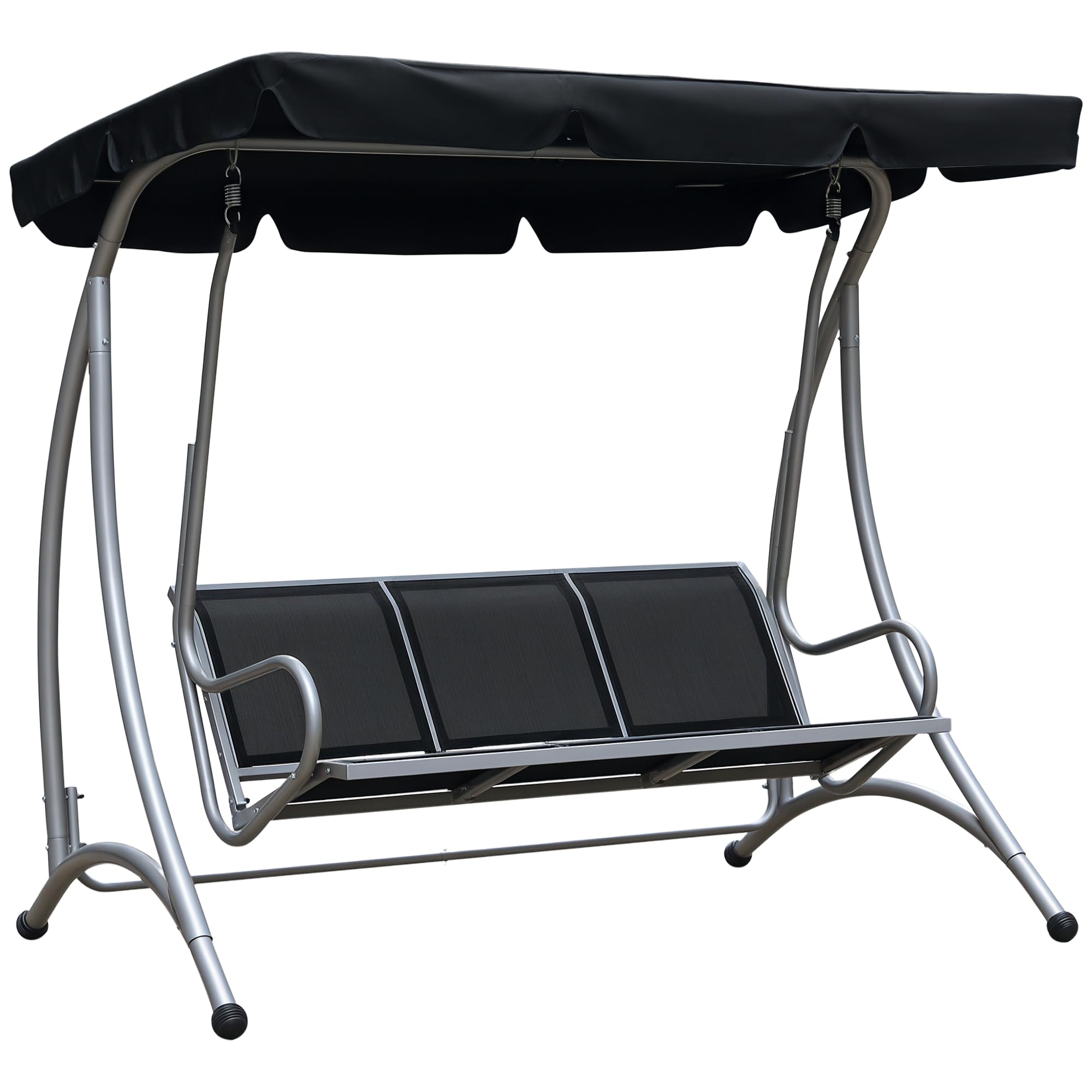 Outsunny 3-Seater Swing Chair with Adjustable Canopy - Black