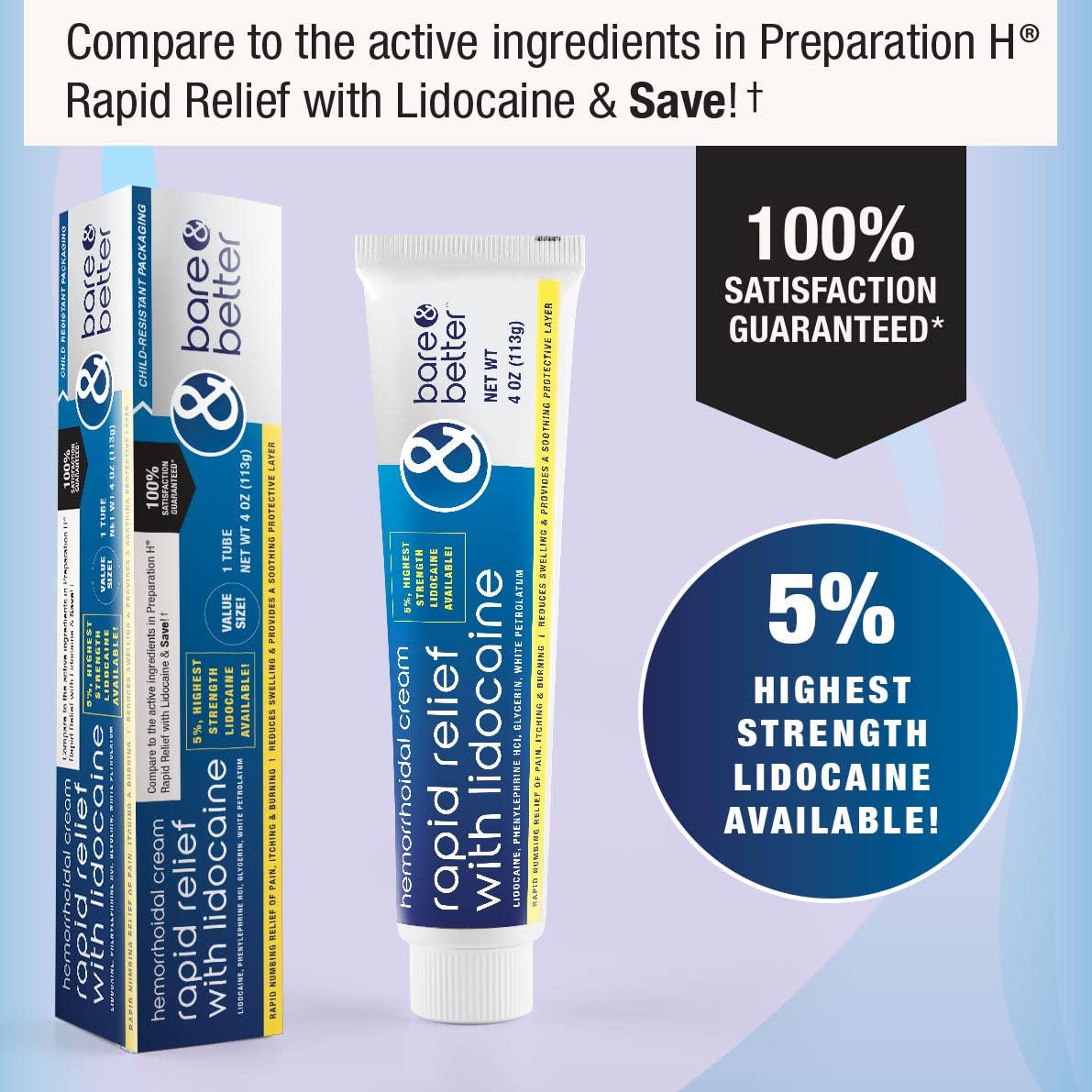 Buy Hemorrhoid Symptom Treatment Cream, Rapid Relief with 5 Lidocaine