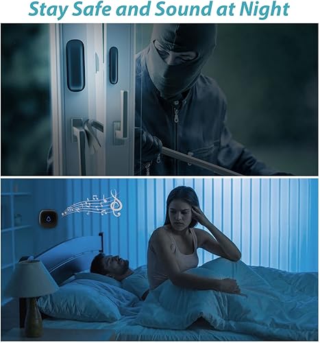 Miniatura 4 de METAK - Timbre de puerta, alarma inalámbrica con sensor de contacto abierto con rango de 500 pies, 58 campanillas y 5 niveles de volumen para