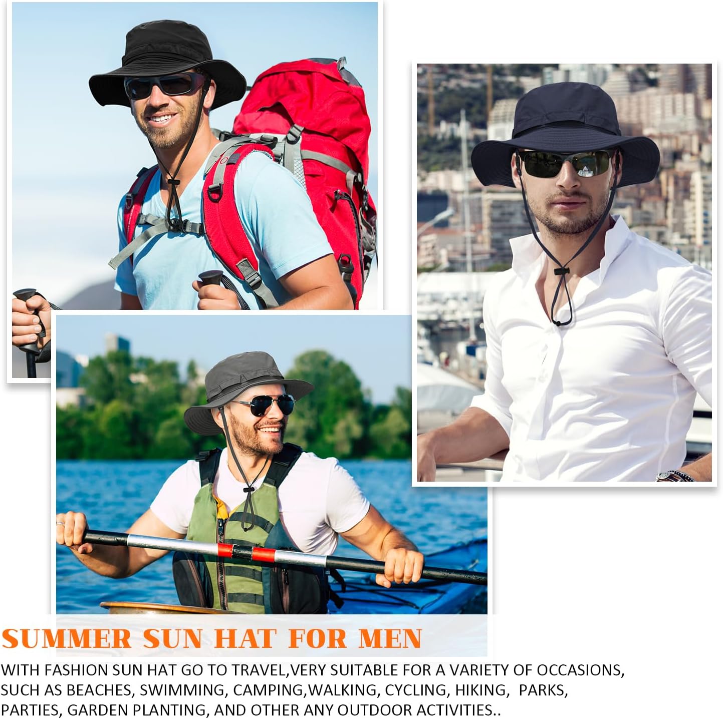 Outdoor Quick-Drying Sun Hat for Men, Summer Man Foldable Sun Protection Wide Brim Sun Hats Bucket Hats Beach Hat UPF 50+