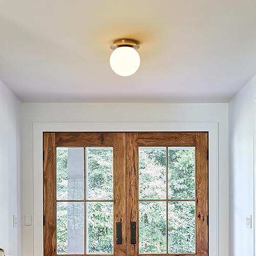 Miniatura 8 de Aplique de pared moderno de globo de cristal apliques esféricos dorados  Lámpara de bola individual de latón pequeña  Lámpara contemporánea de pared