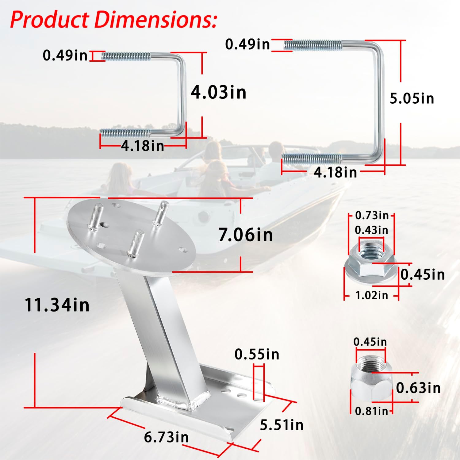 3001.0064 High-Mount Spare Tire Carrier Compatible with Tires up to 16'' with 4, 5, or 6-Hole Bolt Patterns & 3" and 4" Trailer Frames