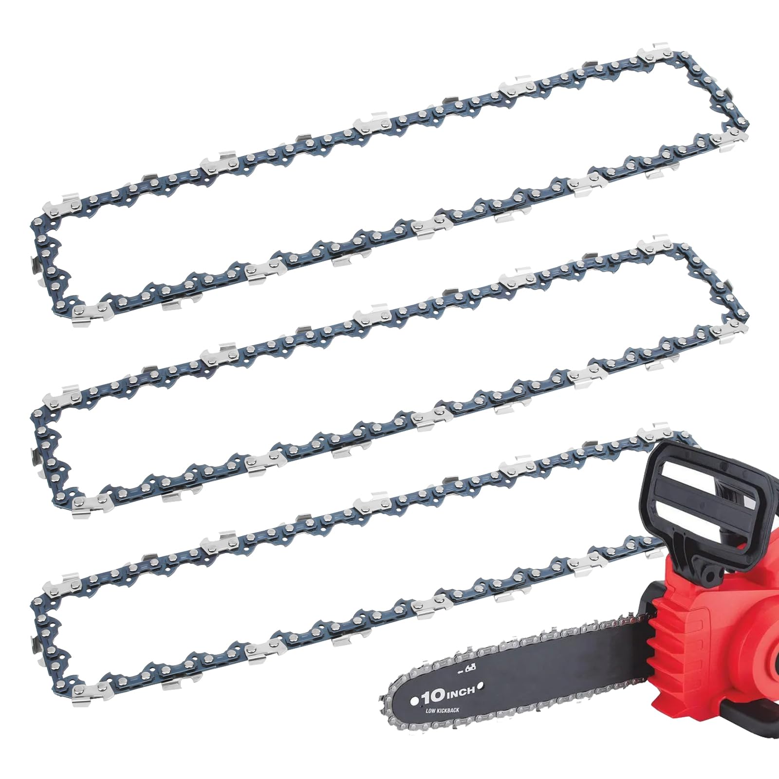 Catena di ricambio per motosega BAUER 64940 da 20 V, lama per motosega da 25,4 cm, passo 1 cm, calibro 109,2 cm, calibro 40 DL (confezione da 3)