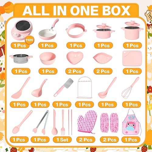 Miniatura 2 de Juegos de cocina para niños, mini herramientas seguras de cocina Montessori, fabricación de alimentos reales para niños de 8 a 12 años, juguetes