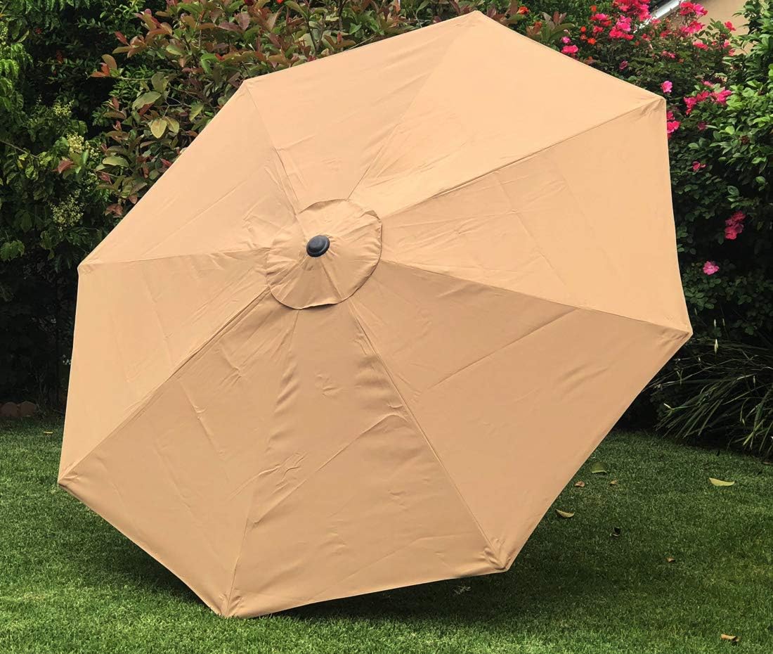 BELLRINO Decor Replacement Taupe Strong and Thick Umbrella Canopy for 9ft 8 Ribs Taupe (Canopy Only) (Medium COFFEE-98)