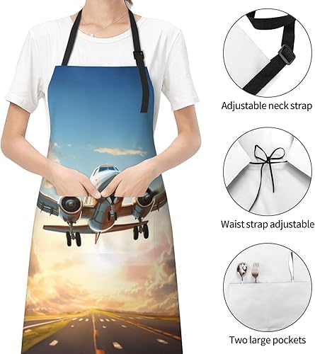 Miniatura 6 de JEKYDOSD Delantal impermeable con estampado de mariposa de girasol, para aseo, cocina, hornear, pintura, jardinería