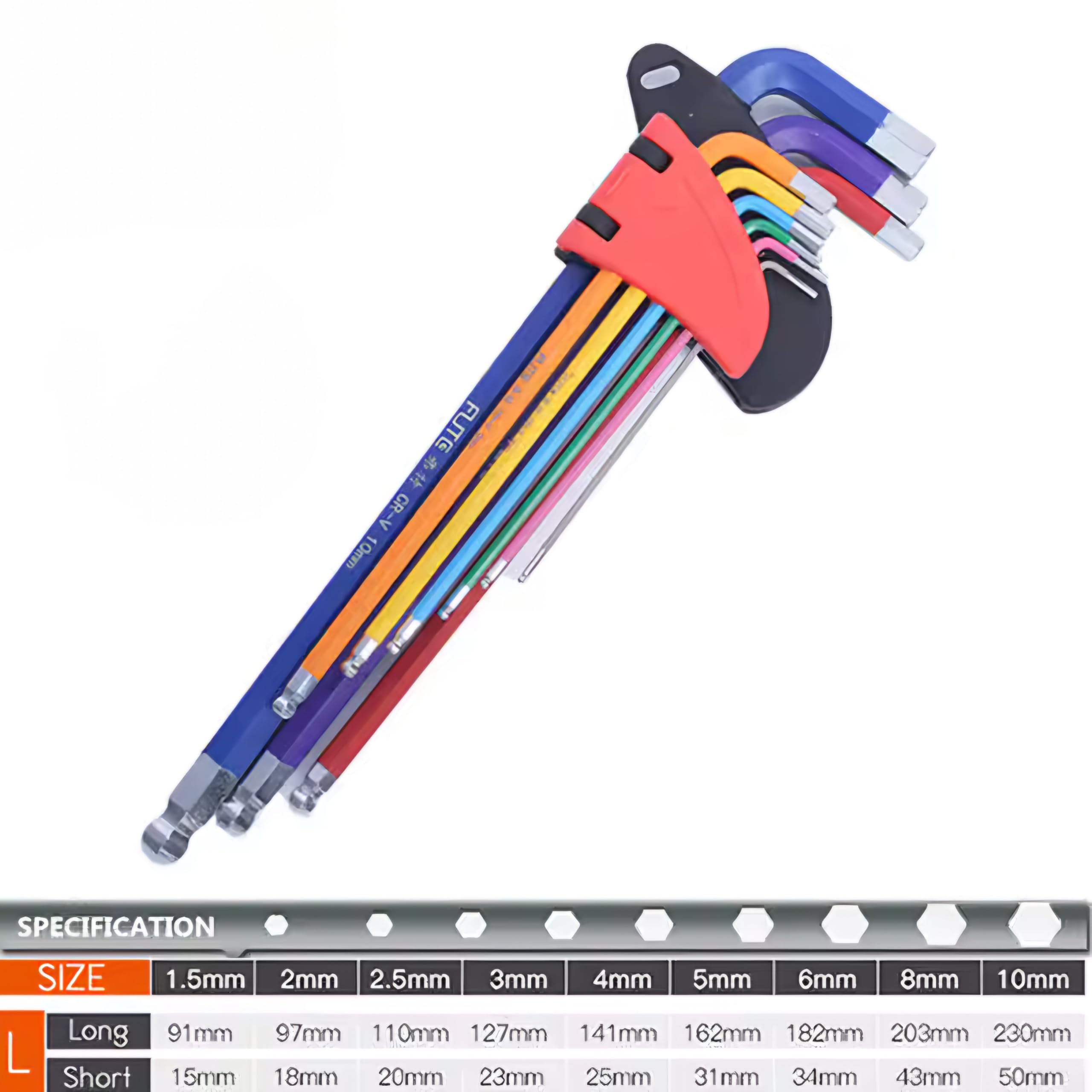 DST Hex Key Set, 9 Pieces, 1.5mm to 10mm Allen Wrench Kit, Hand Tools for Bicycle Repair, Silver - Image 2