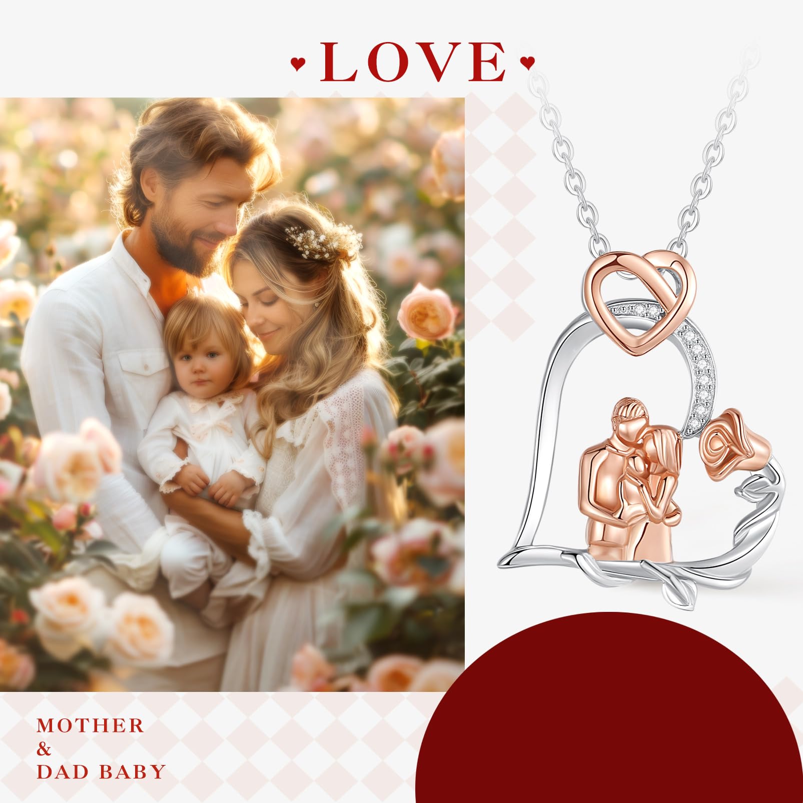 EUDORA Harmony Ball Collana Madre Bambina Argento Sterling 925 per Donna, Ciondolo Madre Figlia Doppio Cuore Gioielli Regalo Festa della Mamma per Mamma Moglie, Catena da 45 cm