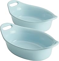 Vista 12 de Rachael Ray Ceramics - Juego de gratin ovalado, dos piezas de 355 ml, color azul agave