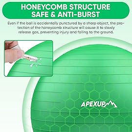 APEXUP Yoga Ball Exercise Ball, Anti Slip Stability Ball Chair, Heavy Duty Large Gym Ball for Fitness, Balance, Core Workout and Physical Therapy (M (19~22) 55cm, Dark Green)