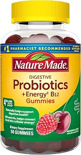 Nature Made Digestive Probiotics and Energy B12 Gummies, Dietary Supplement for Digestive Health Support, 50 Probiotic Gummies, 25 Day Supply