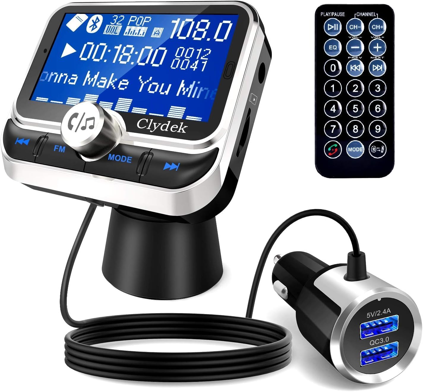 Transmetteur FM Bluetooth Voiture Accessoire Voiture Autoradio Bluetoothadaptateur Bluetooth Voitureemetteur Bluetooth Voiture Allume Cigare Bluetooth 2 Ports Usb Chargeur Rapide Qc30 88176753
