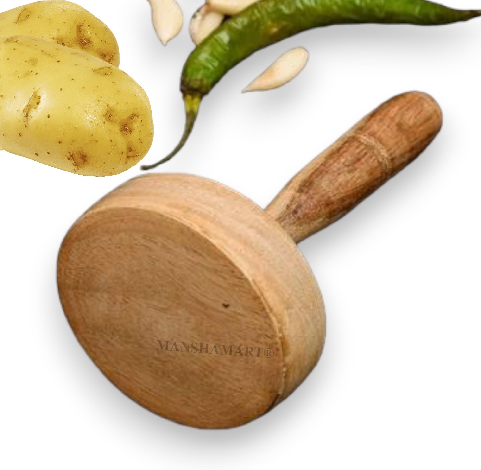 Wooden Masher for Chapati, Chapati Press, Chapati Fluffer, Wooden Dutta Press for Roti Chapati, Wooden Paratha Fluffer, Paratha Sekhni, Potato Masher Wooden