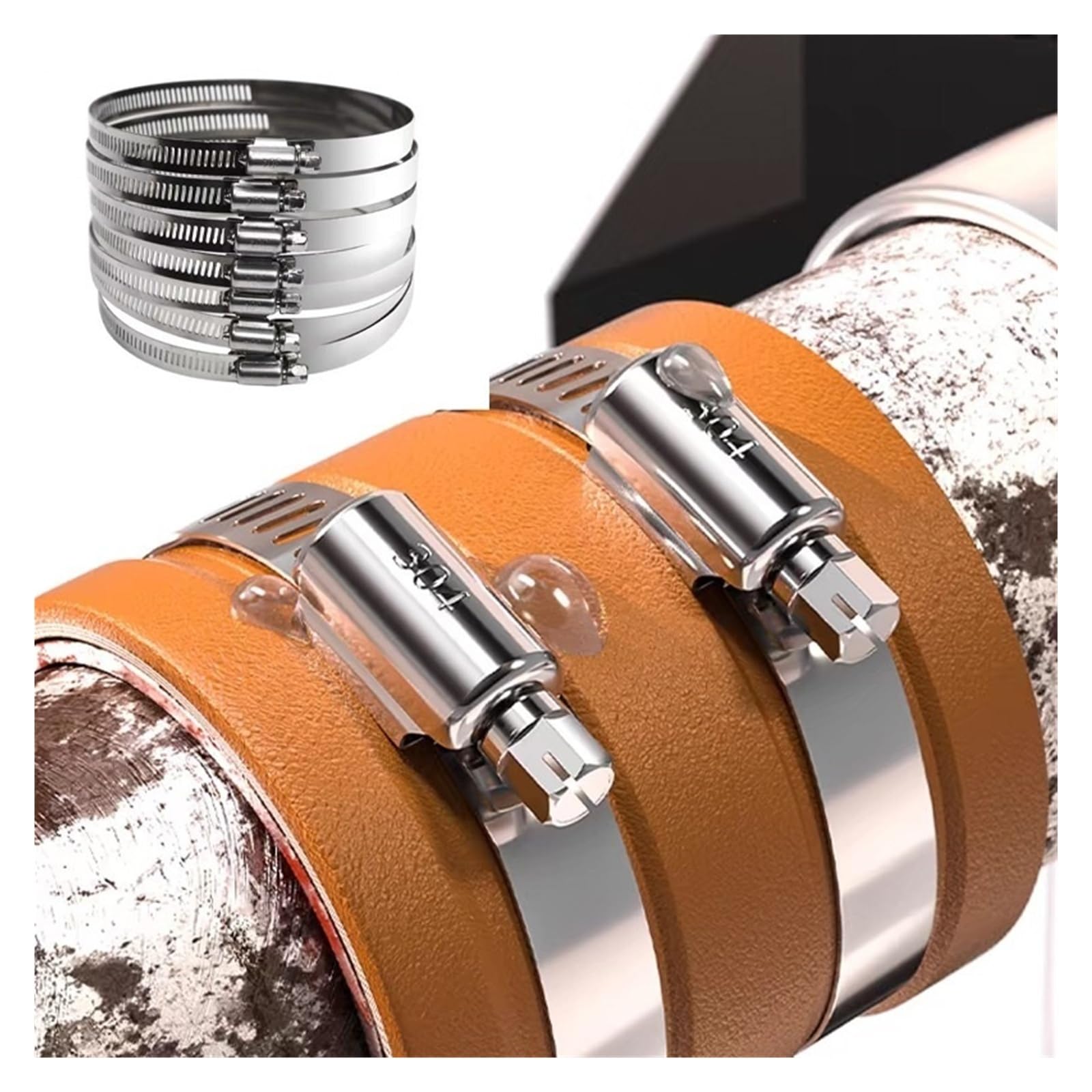 Abrazadera de manguera de acero inoxidable de 6 a 29 mm, clip de tubo de accionamiento sin fin ajustable, 1-50 unidades para conexión de línea de combustible de agua (16-25 mm (30 piezas)