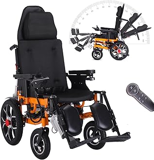 Reclining Foldable Electric Wheelchairs for Adults,Anti-Tipper 360°Joystick Lightweight All Terrain Motorized Wheelchair for Seniors,20”Widen Seat-20 Miles Long Travel Range(8006)