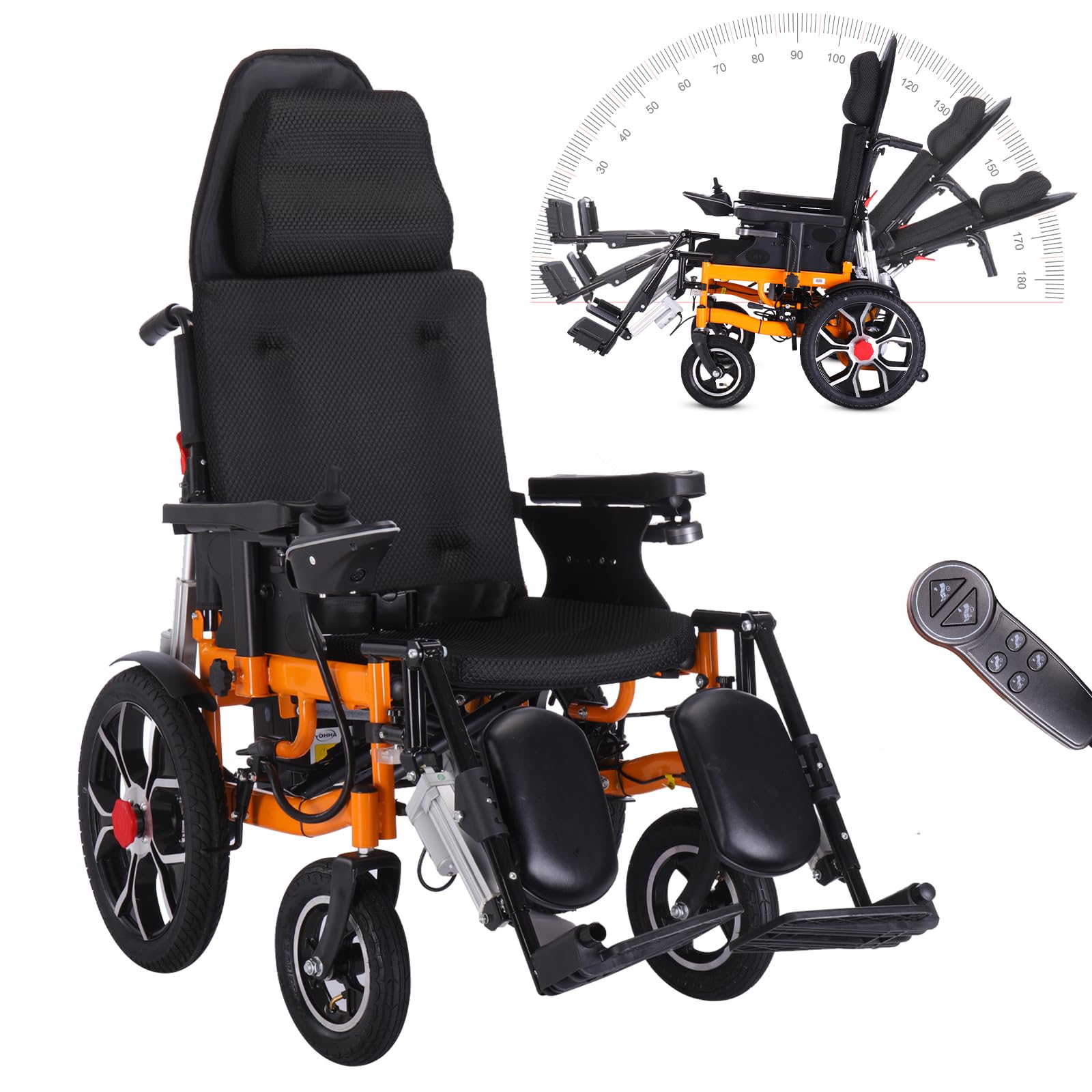 Reclining Foldable Electric Wheelchairs for Adults,Anti-Tipper 360°Joystick Lightweight All Terrain Motorized Wheelchair for Seniors,20”Widen Seat-20 Miles Long Travel Range(8006)