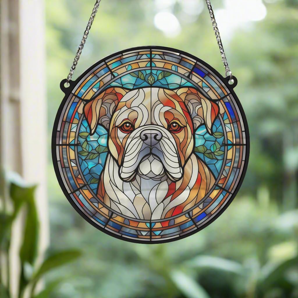 Image Industry Bulldog Stained Glass Effect Suncatcher - Garden Gift - Dog Gift - Pet Memorial (13cm) - Image 4