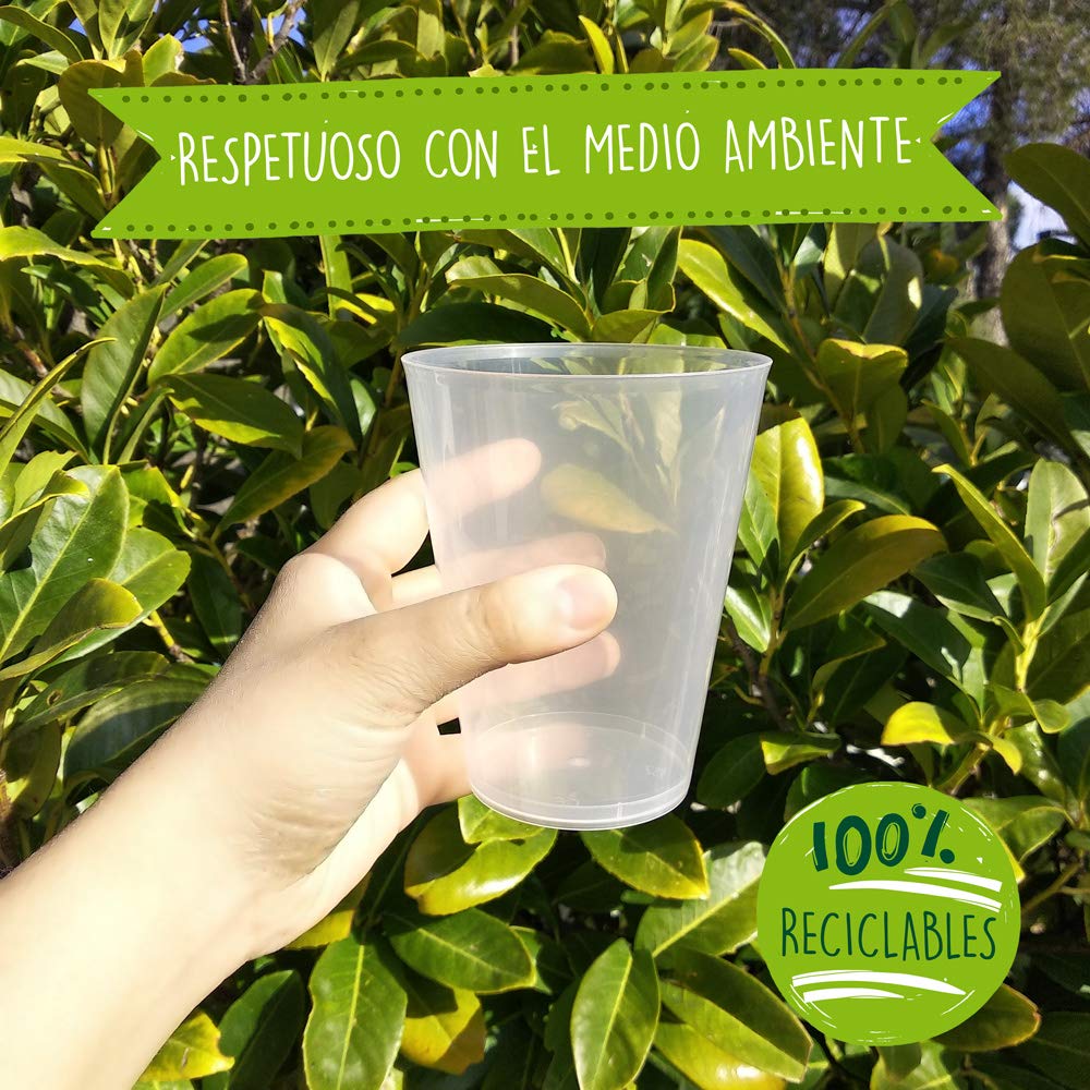 200 unidades - Vaso Sidra 500 ml Reutilizable - Polipropileno (PP) - Color traslúcido - Vaso ecológico libre de BPA, Ideal para cerveza, cubatas, agua
