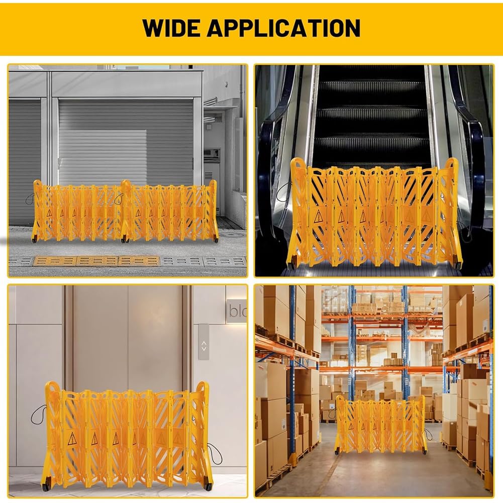 Barrera de Seguridad, Barrera de Seguridad portátil Comercial de 4 Metros (13 pies) - Valla Plegable para entradas de vehículos, Barrera de Control de tráfico para Obras de construcción, PUE