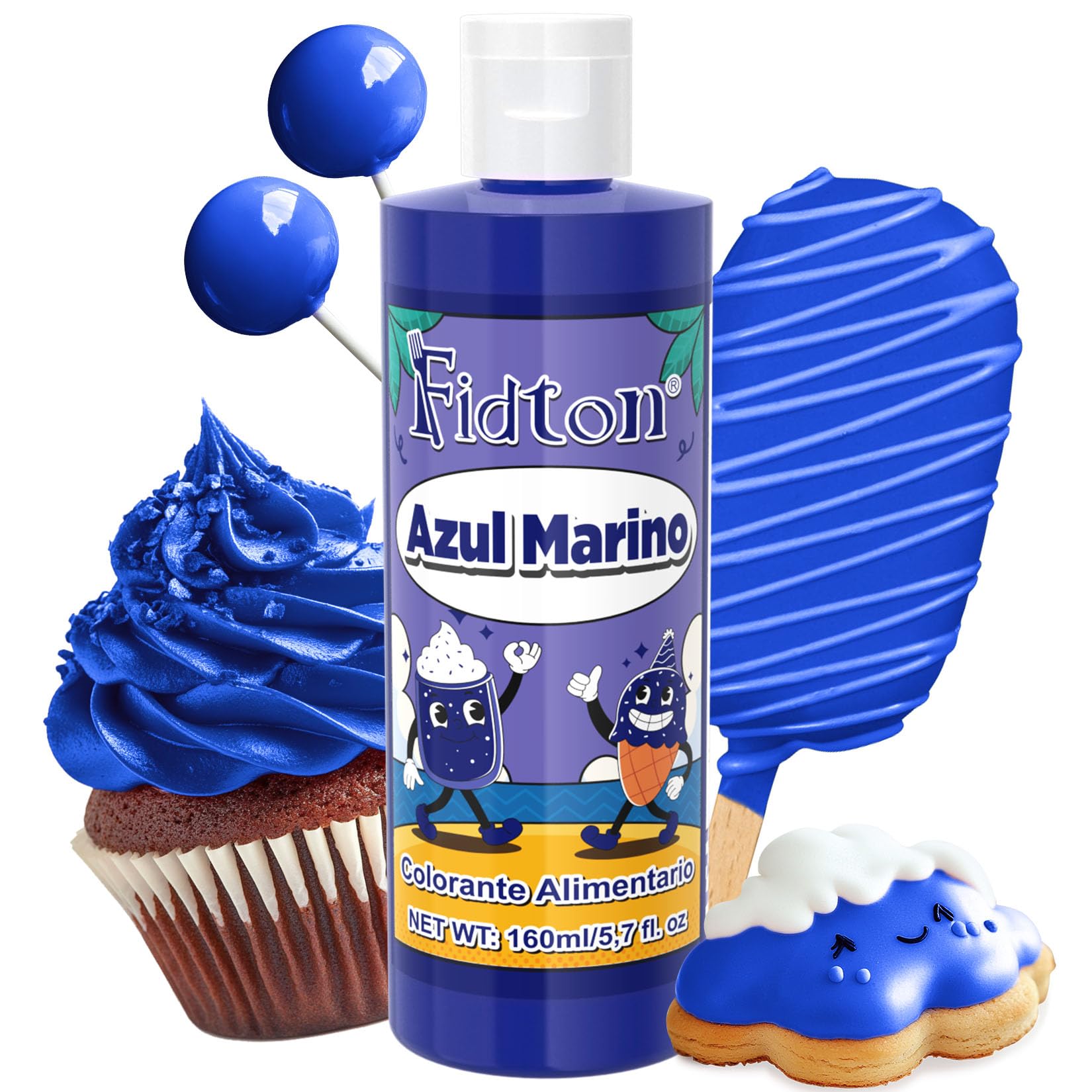 Colorante Alimentario 160ml - Gran Capacidad Colorantes Alimentarios Reposteria Altamente Concentrado para Decoración de Pasteles, Colorante Alimenticio para Fondant Colores, Donuts - Azul Marino