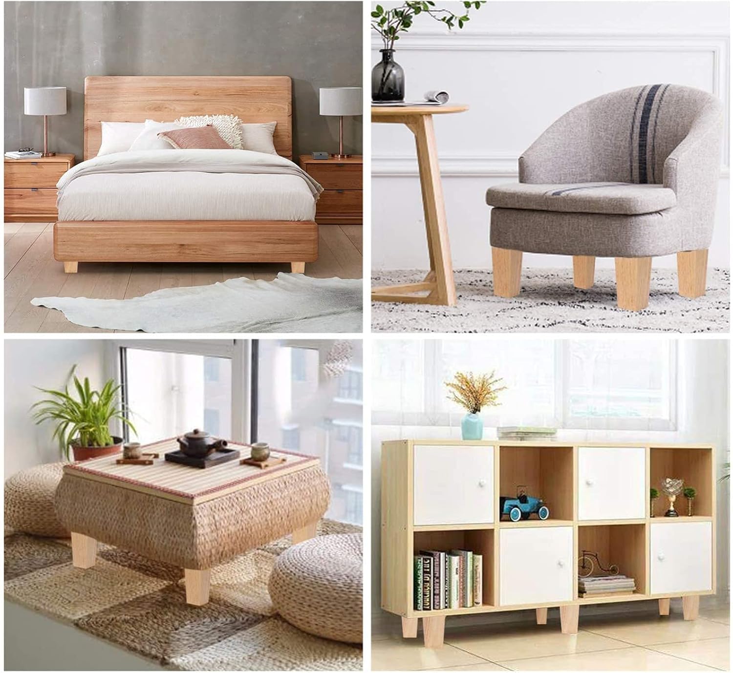 Wooden Furniture Legs Feet,Square Replacement Leg, 4 Solid Wood Furniture Legs, Sofa Support Legs, Wooden Cabinet Legs, Replacement Furniture Leg, for All Kinds of Furniture, Strai