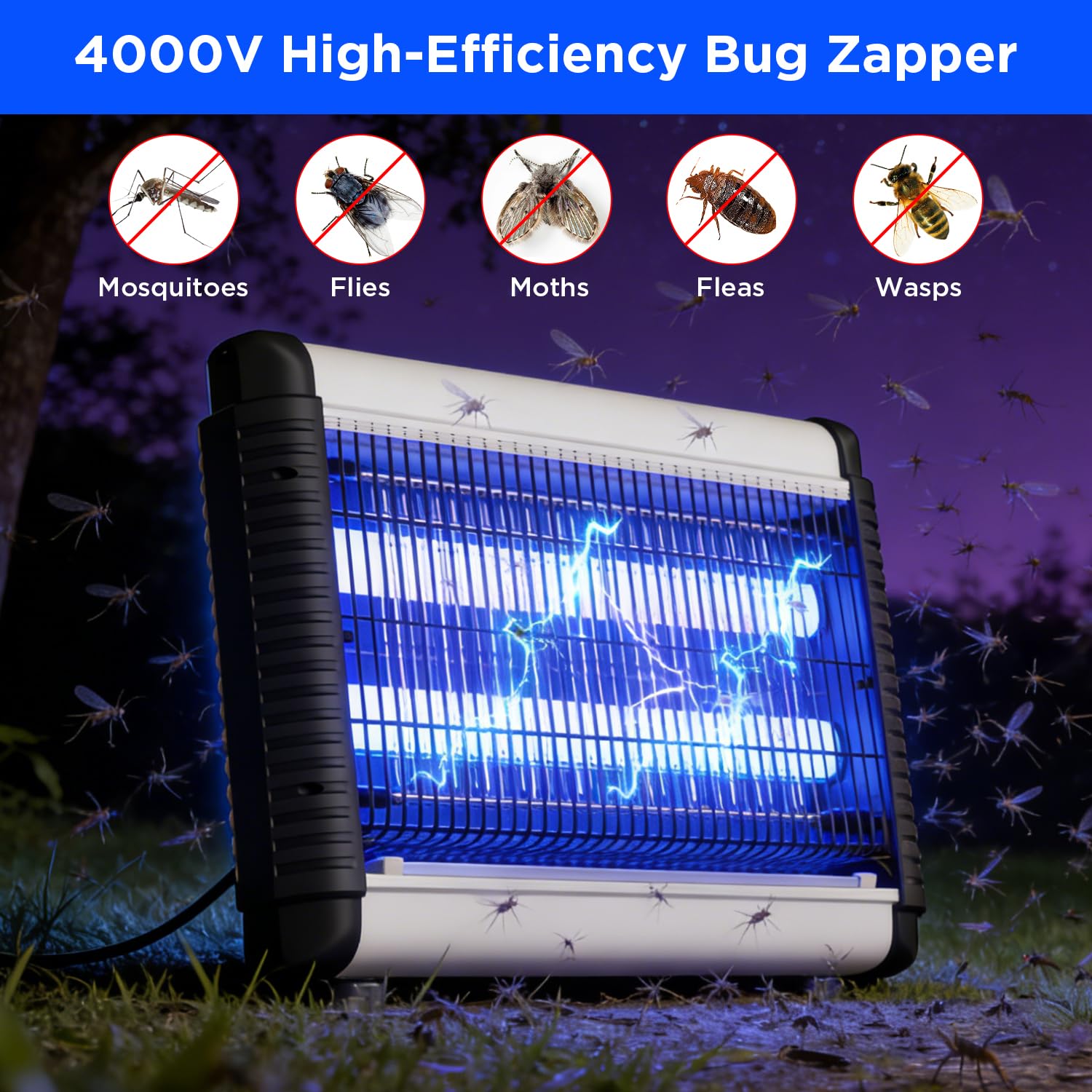 AOKKR Insecticida Eléctrico, Lámpara UV Antimosquitos 35W 4000V para Interior & Exterior, Trampa Aérea Colgante, Eficaz contra Mosquitos, Moscas & Polillas — view 2