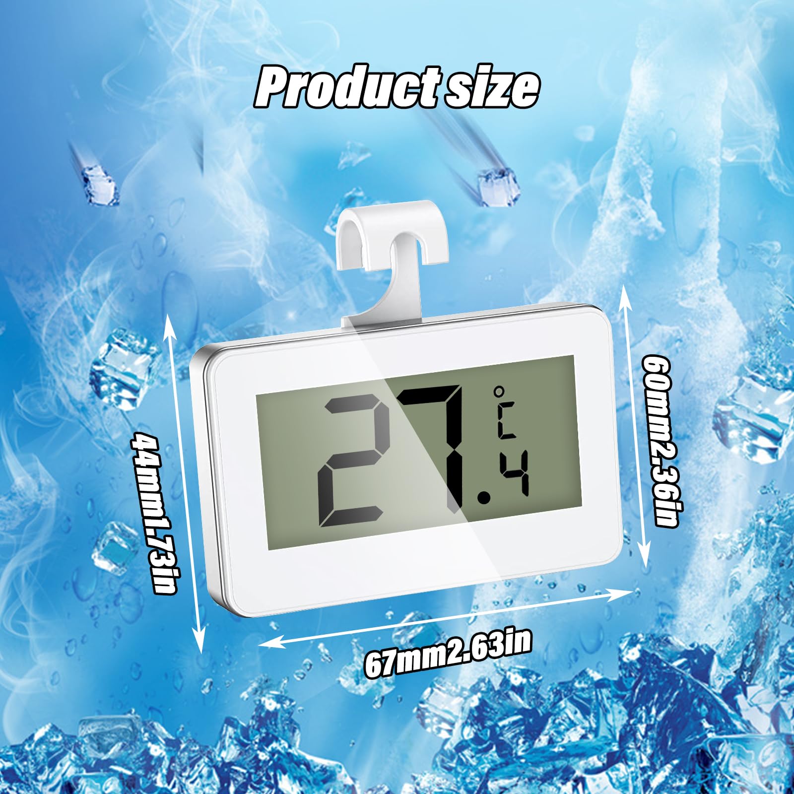 Lot de 4 thermomètres de réfrigérateur numériques avec écran LCD, thermomètre avec alarme de gel, thermomètre de congélateur, parfait pour la cuisine, les restaurants, la maison