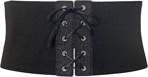 eVogues - Cinturón elástico ancho para mujer, estilo corsé, color negro